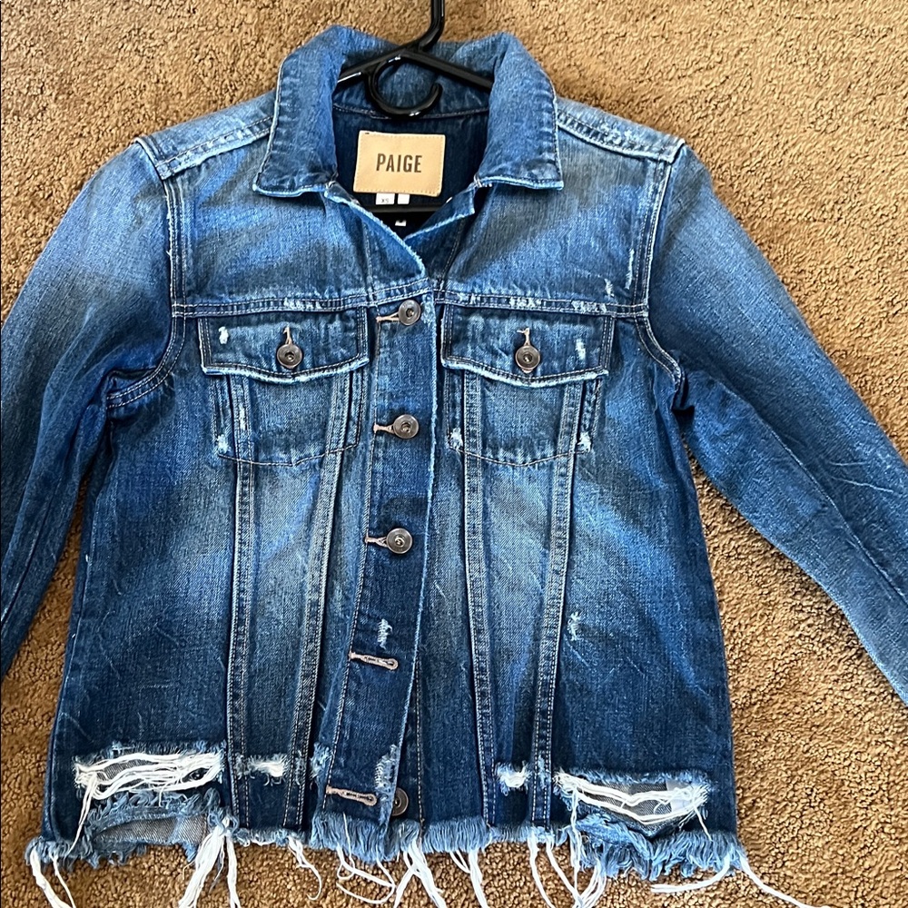 PAIGE Distressed Blue Jean Jacket
